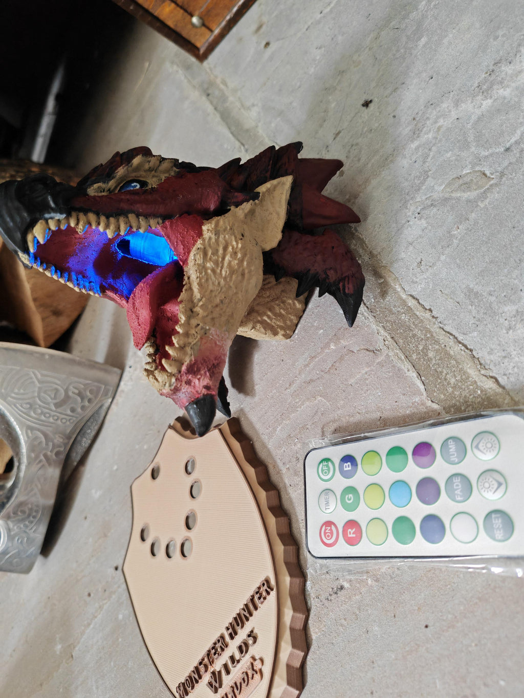 Hand Painted Rathalos Bust with RGB Lighting & Magnetic Base